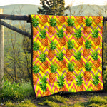 Pastel Zig Zag Pineapple Pattern Print Quilt