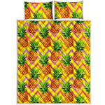 Pastel Zig Zag Pineapple Pattern Print Quilt Bed Set