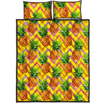 Pastel Zig Zag Pineapple Pattern Print Quilt Bed Set