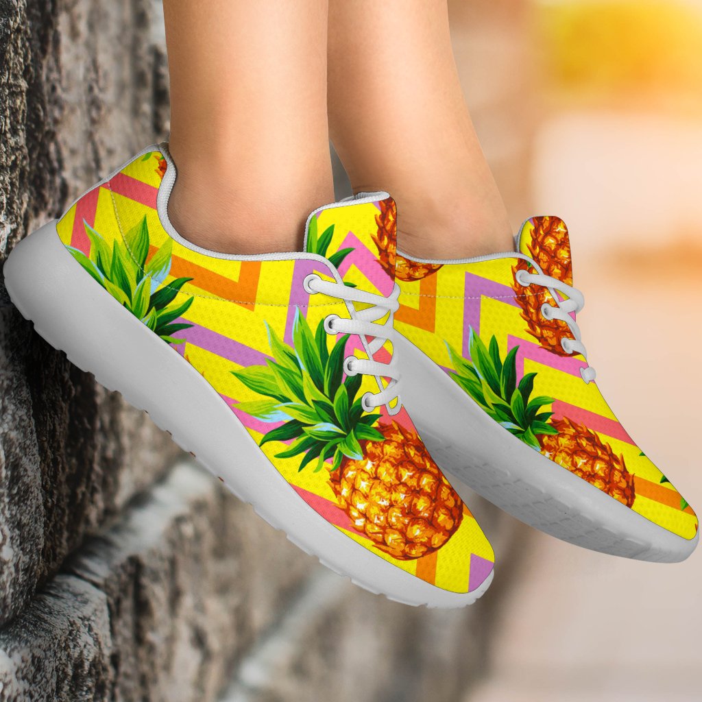 Pastel Zig Zag Pineapple Pattern Print Sport Shoes GearFrost