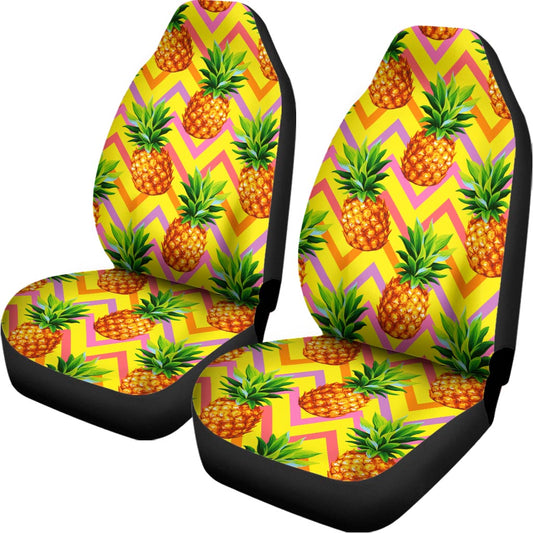 Pastel Zig Zag Pineapple Pattern Print Universal Fit Car Seat Covers