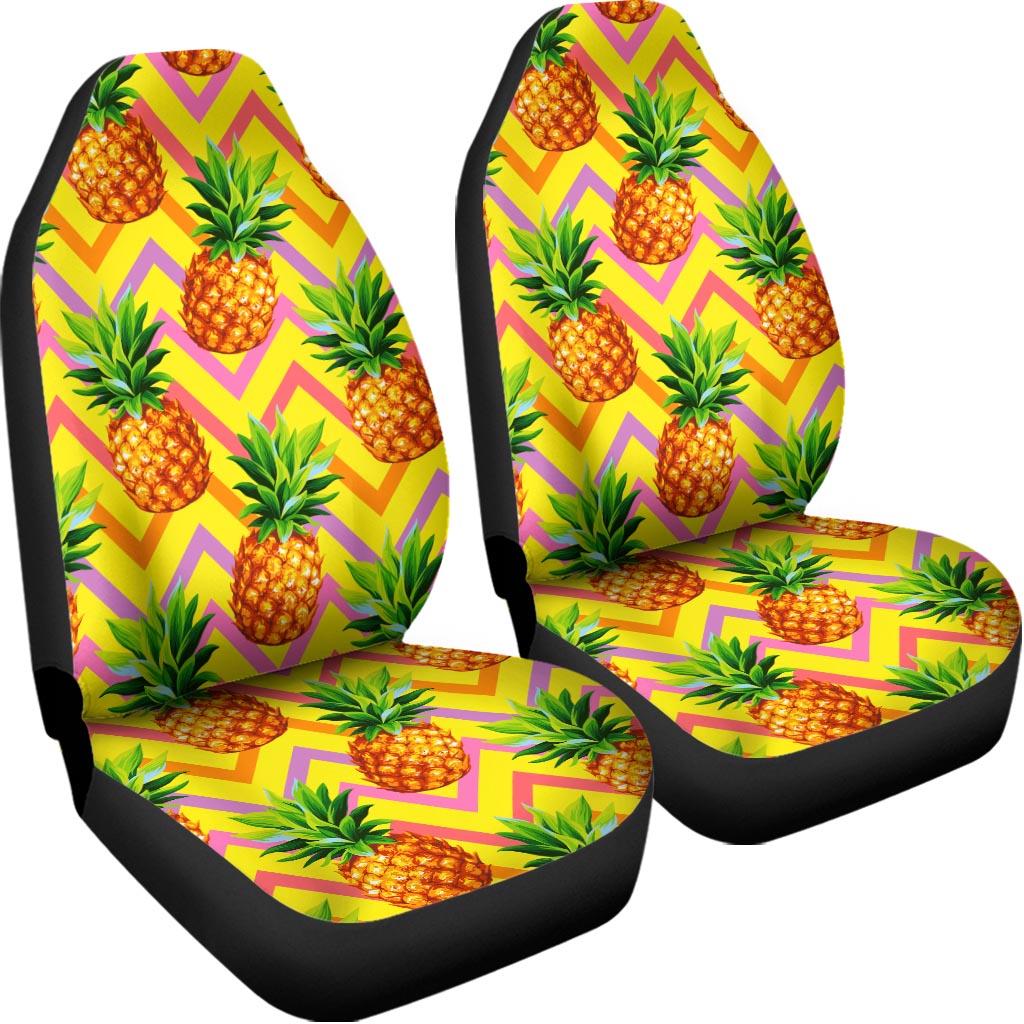 Pastel Zig Zag Pineapple Pattern Print Universal Fit Car Seat Covers
