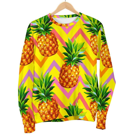 Pastel Zig Zag Pineapple Pattern Print Women's Crewneck Sweatshirt GearFrost
