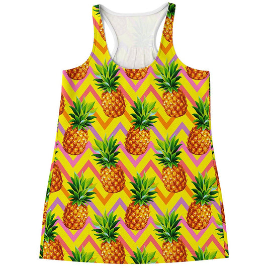 Pastel Zig Zag Pineapple Pattern Print Women's Racerback Tank Top