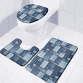 Patchwork Denim Jeans Pattern Print 3 Piece Bath Mat Set
