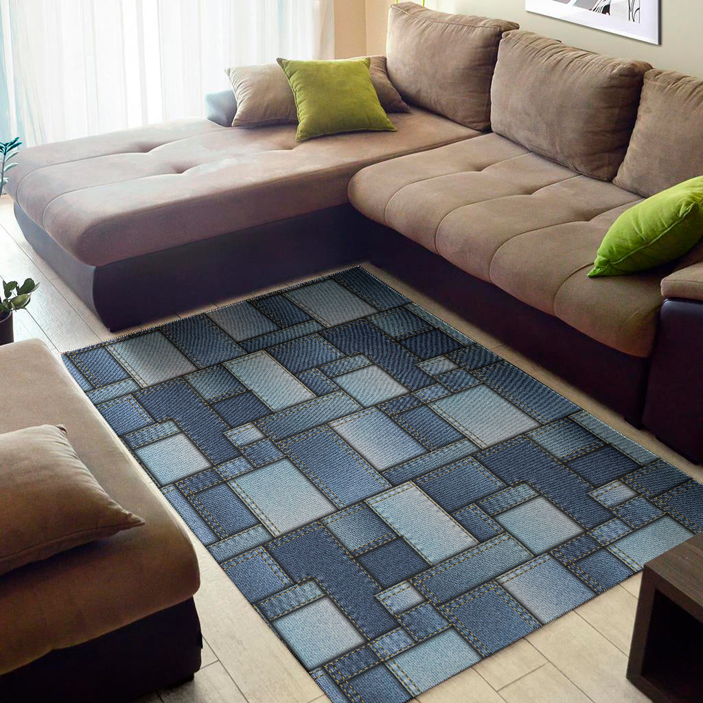 Patchwork Denim Jeans Pattern Print Area Rug