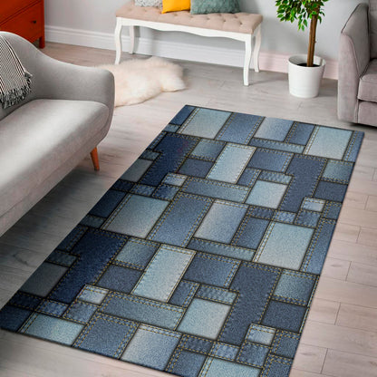 Patchwork Denim Jeans Pattern Print Area Rug