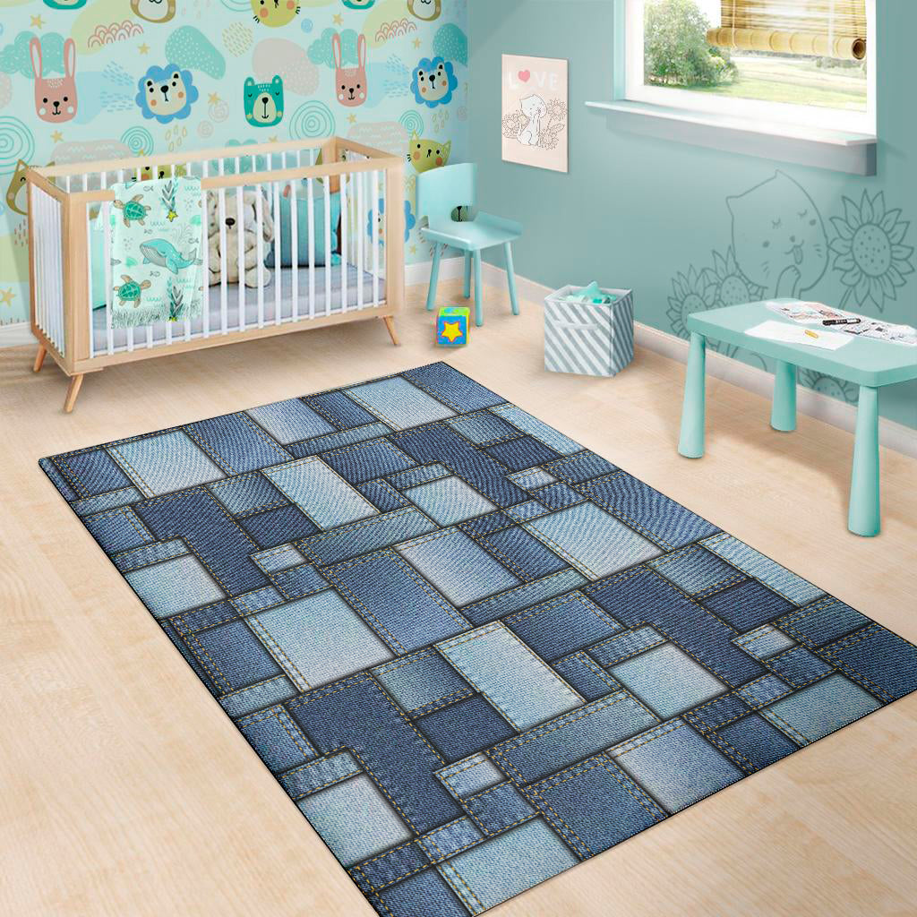 Patchwork Denim Jeans Pattern Print Area Rug