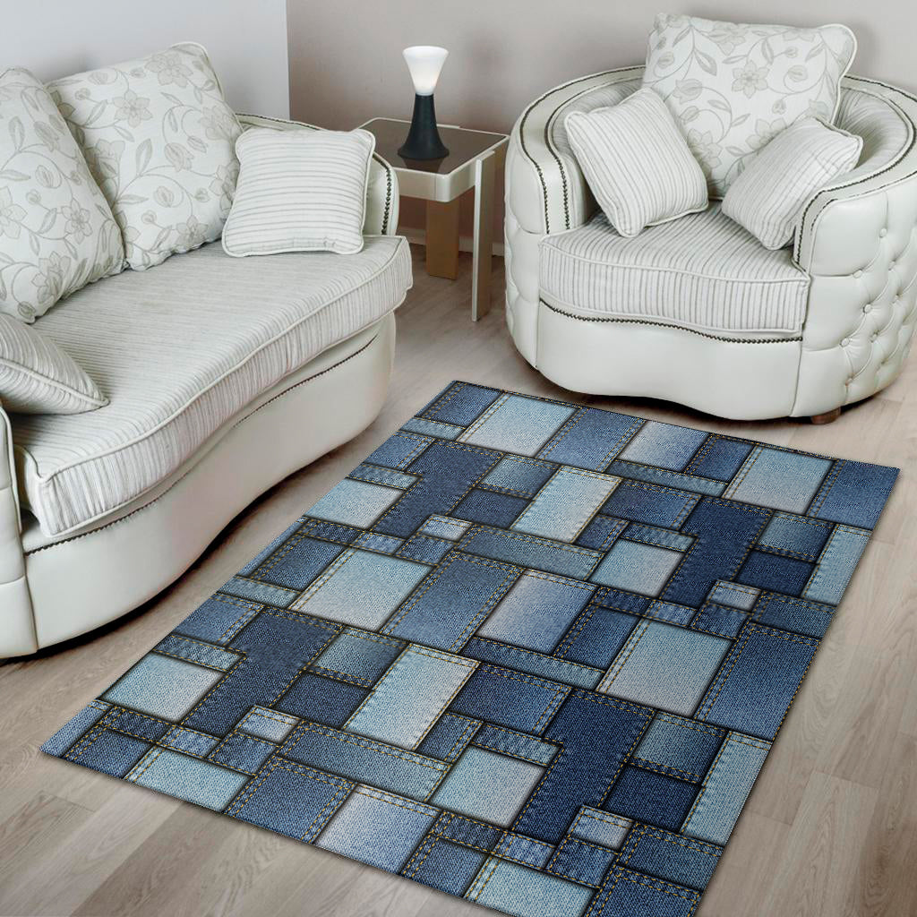 Patchwork Denim Jeans Pattern Print Area Rug