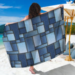 Patchwork Denim Jeans Pattern Print Beach Sarong Wrap