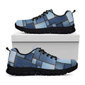 Patchwork Denim Jeans Pattern Print Black Running Shoes