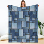 Patchwork Denim Jeans Pattern Print Blanket