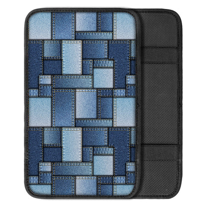 Patchwork Denim Jeans Pattern Print Car Center Console Cover