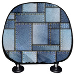 Patchwork Denim Jeans Pattern Print Car Headrest Covers