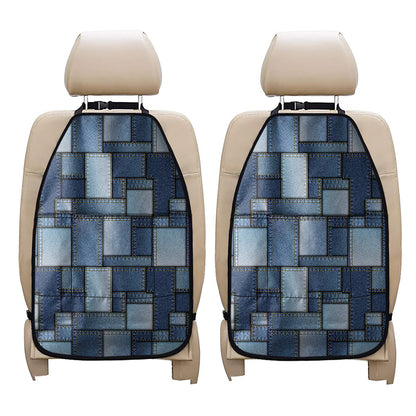 Patchwork Denim Jeans Pattern Print Car Seat Organizers