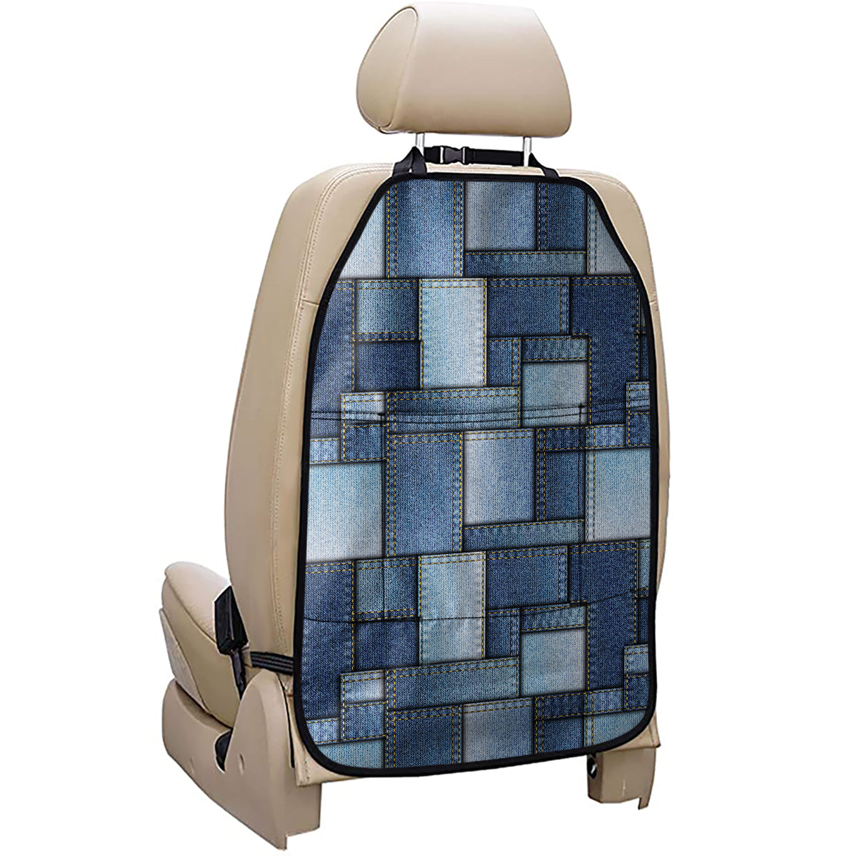 Patchwork Denim Jeans Pattern Print Car Seat Organizers