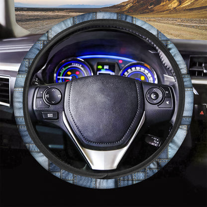 Patchwork Denim Jeans Pattern Print Car Steering Wheel Cover