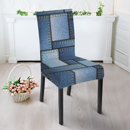 Patchwork Denim Jeans Pattern Print Dining Chair Slipcover