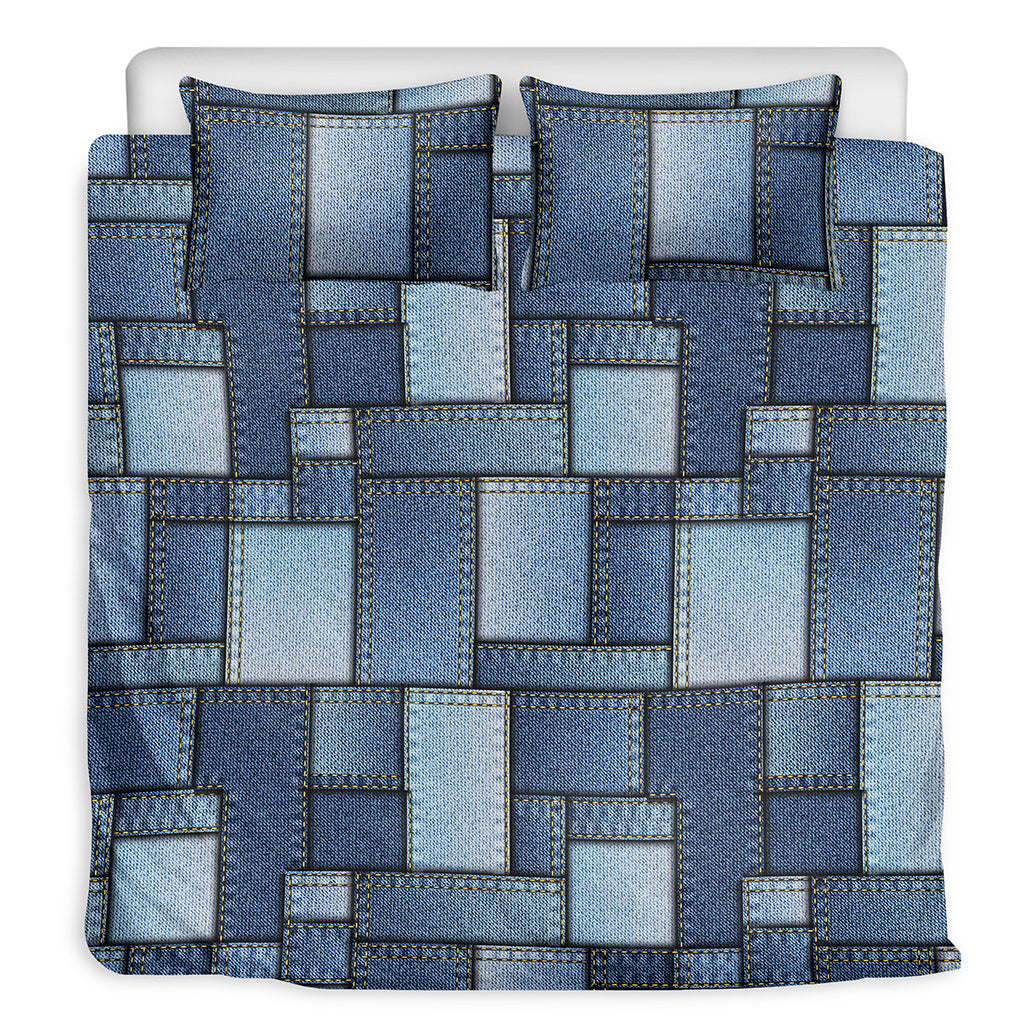 Patchwork Denim Jeans Pattern Print Duvet Cover Bedding Set