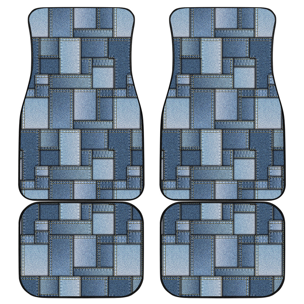 Patchwork Denim Jeans Pattern Print Front and Back Car Floor Mats