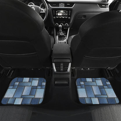 Patchwork Denim Jeans Pattern Print Front and Back Car Floor Mats