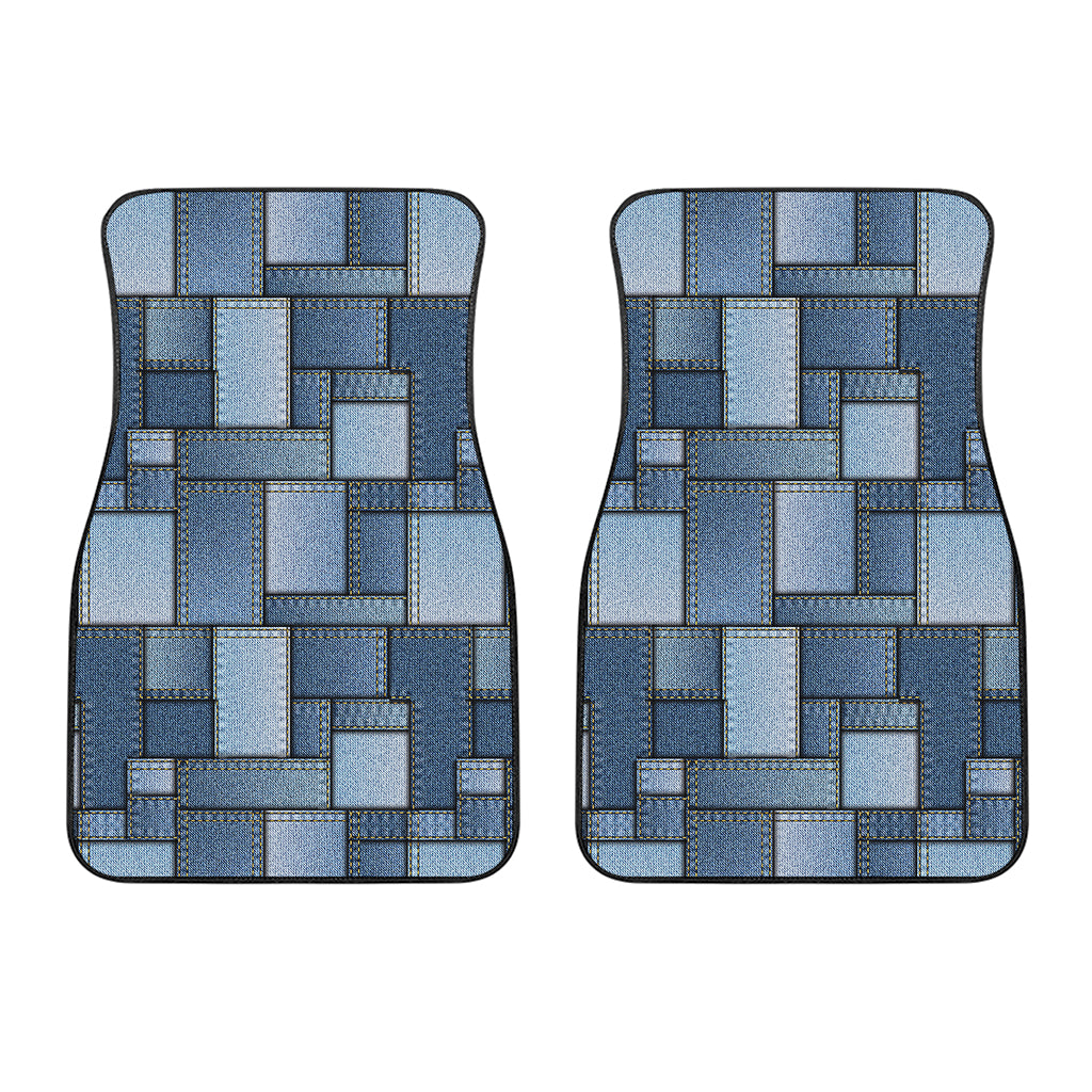 Patchwork Denim Jeans Pattern Print Front Car Floor Mats