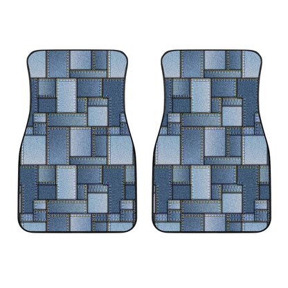 Patchwork Denim Jeans Pattern Print Front Car Floor Mats