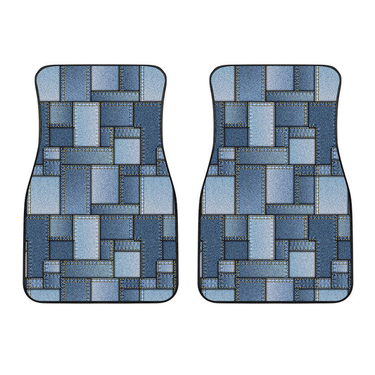 Patchwork Denim Jeans Pattern Print Front Car Floor Mats