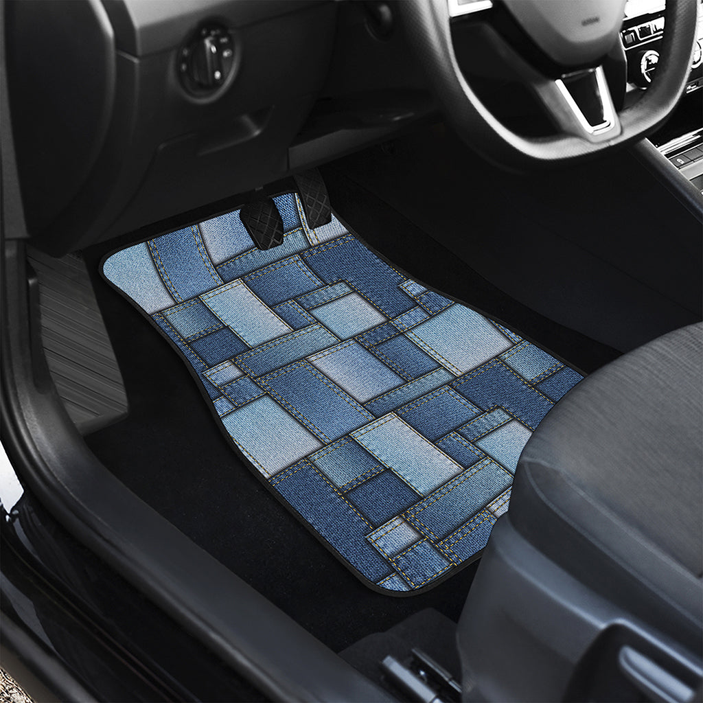 Patchwork Denim Jeans Pattern Print Front Car Floor Mats