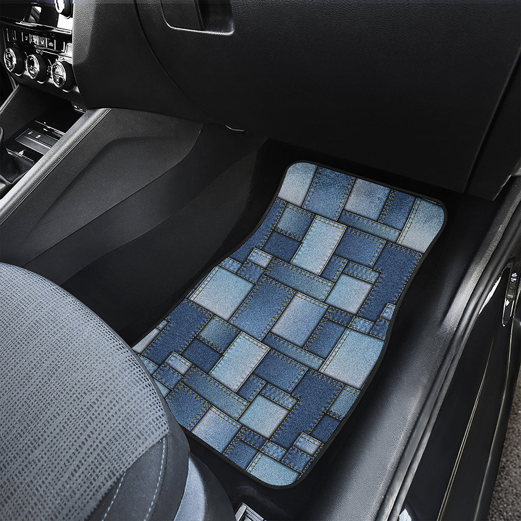 Patchwork Denim Jeans Pattern Print Front Car Floor Mats