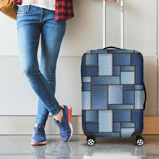 Patchwork Denim Jeans Pattern Print Luggage Cover