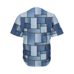 Patchwork Denim Jeans Pattern Print Men's Baseball Jersey