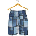Patchwork Denim Jeans Pattern Print Men's Shorts