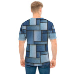 Patchwork Denim Jeans Pattern Print Men's T-Shirt