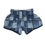 Patchwork Denim Jeans Pattern Print Muay Thai Boxing Shorts