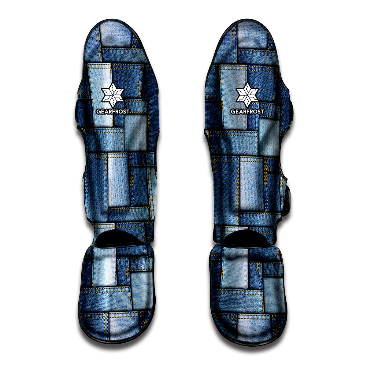 Patchwork Denim Jeans Pattern Print Muay Thai Shin Guard