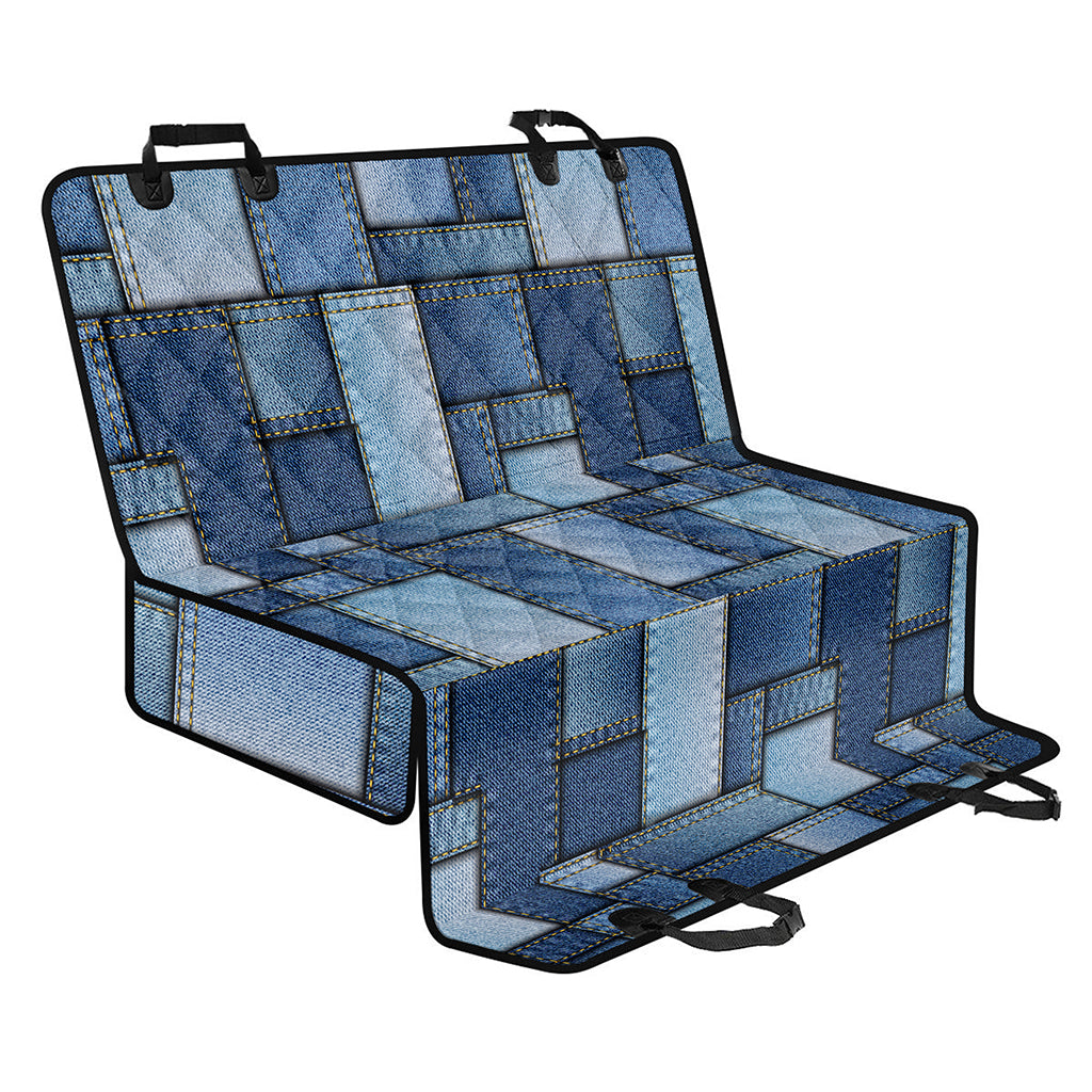 Patchwork Denim Jeans Pattern Print Pet Car Back Seat Cover