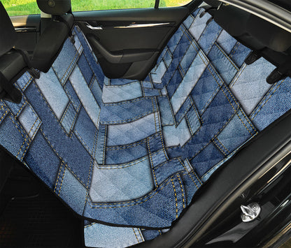 Patchwork Denim Jeans Pattern Print Pet Car Back Seat Cover