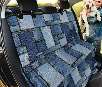 Patchwork Denim Jeans Pattern Print Pet Car Back Seat Cover