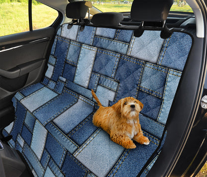 Patchwork Denim Jeans Pattern Print Pet Car Back Seat Cover