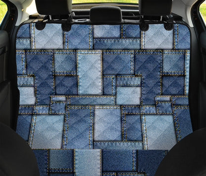 Patchwork Denim Jeans Pattern Print Pet Car Back Seat Cover