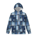 Patchwork Denim Jeans Pattern Print Pullover Hoodie