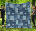 Patchwork Denim Jeans Pattern Print Quilt