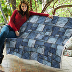 Patchwork Denim Jeans Pattern Print Quilt