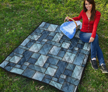 Patchwork Denim Jeans Pattern Print Quilt