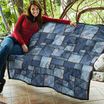 Patchwork Denim Jeans Pattern Print Quilt