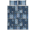 Patchwork Denim Jeans Pattern Print Quilt Bed Set