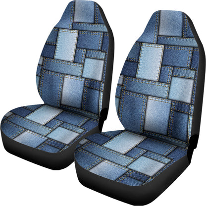 Patchwork Denim Jeans Pattern Print Universal Fit Car Seat Covers