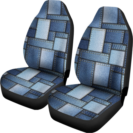 Patchwork Denim Jeans Pattern Print Universal Fit Car Seat Covers