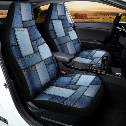 Patchwork Denim Jeans Pattern Print Universal Fit Car Seat Covers